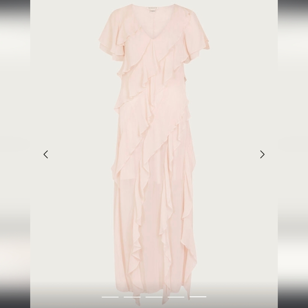 Monsoon Renata Ruffle Maxi Dress Pink